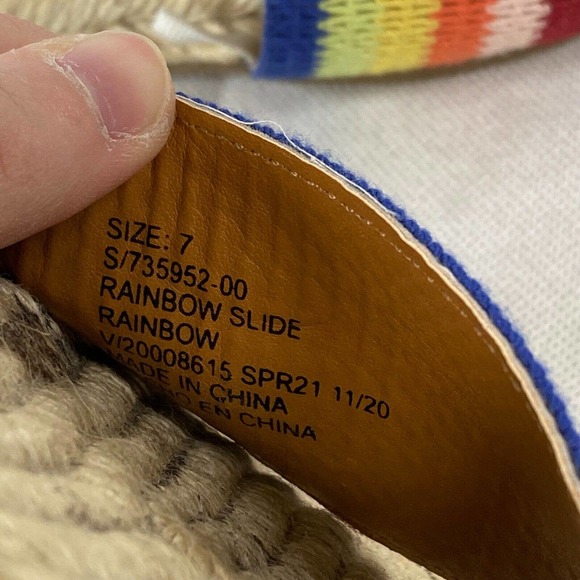 Gap Sandals Womens Sz 7 Multicolor‎ Rainbow Striped Espadrille Slides - Picture 6 of 6